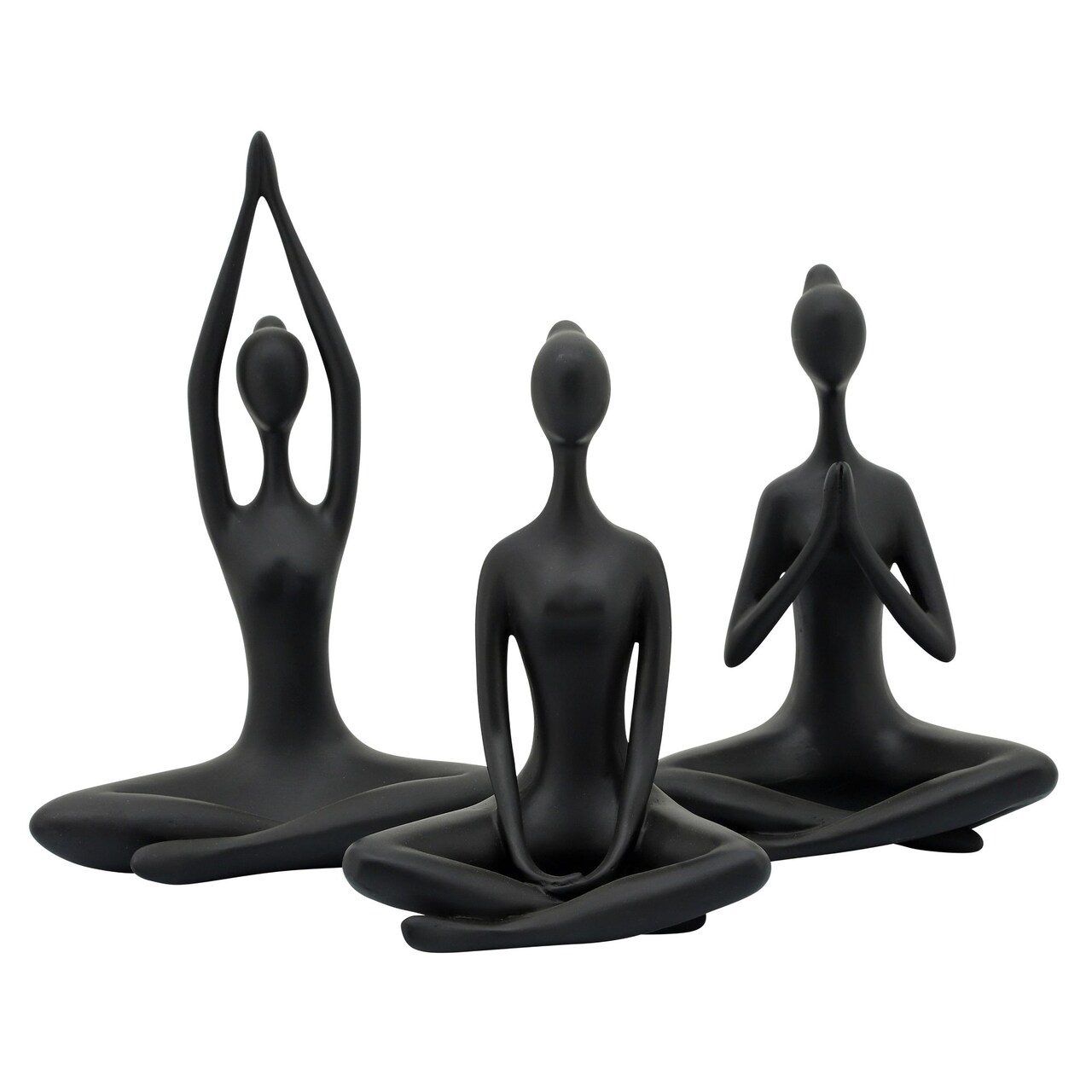 Kingston Living Solid Yoga Ladies Figurines - 10" - Black - Set of 3